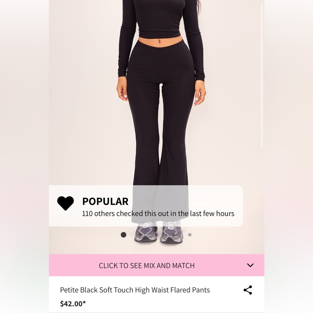 Petite Black Soft Touch High Waist Flared Pants